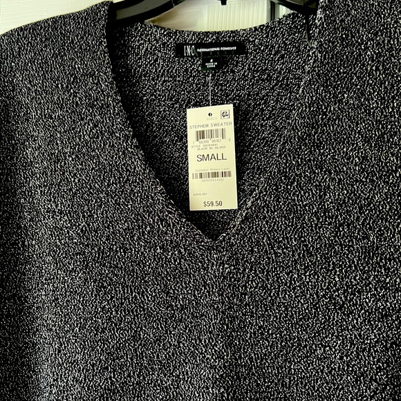 INC International Concepts Stephem Sweater Black W/Silver Small - Picture 3 of 9